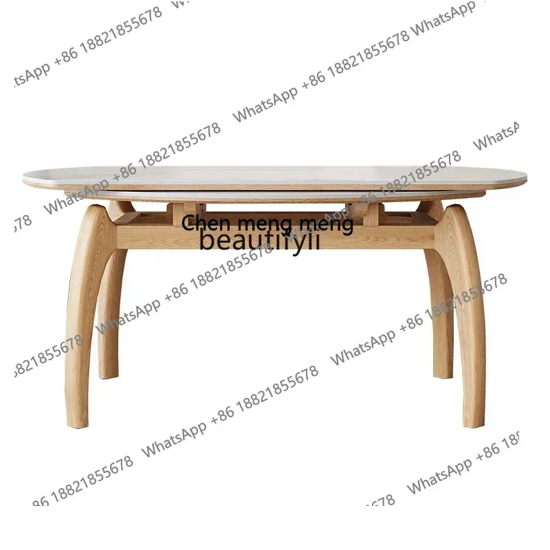 z183 YH55 Y Foldable round stretch solid wood rock slab dining table and chair log style high-end dual-purpose table