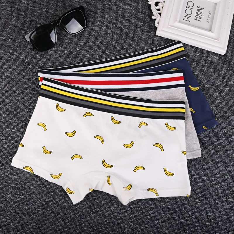 

Women's Cotton Briefs Combed Stretch Lady's Briefs Neutral Boy Boxer Shorts Cartoon Banana Print Tangas De Encaje Lingerie M-2XL