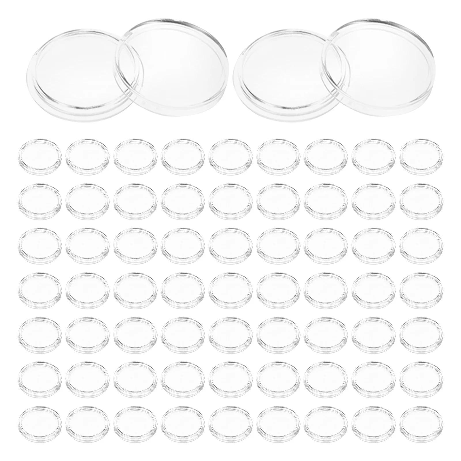 100pcs Collection Box Transparent Plastic Single Holder For Storage Protection, Clear Round Case For Collectors, Capsules