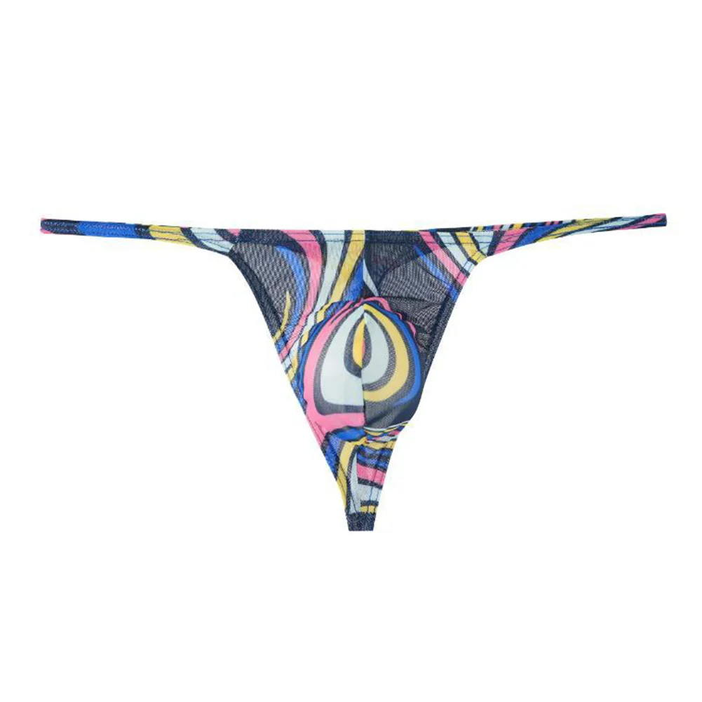 Men Print Thongs G Strings Briefs Underwear Low Rise Panties SissyBikini Hot Lingiere Pouch Breathable Underpants Men's Clothing