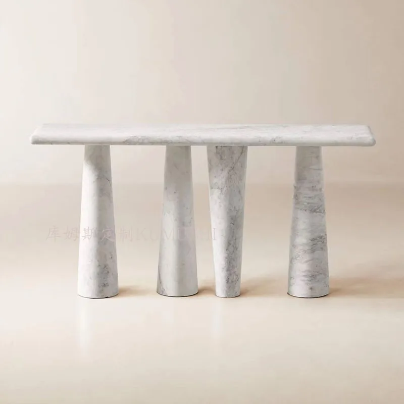 Creative personality natural marble entrance table special-shaped narrow table against the wall decorative table custom