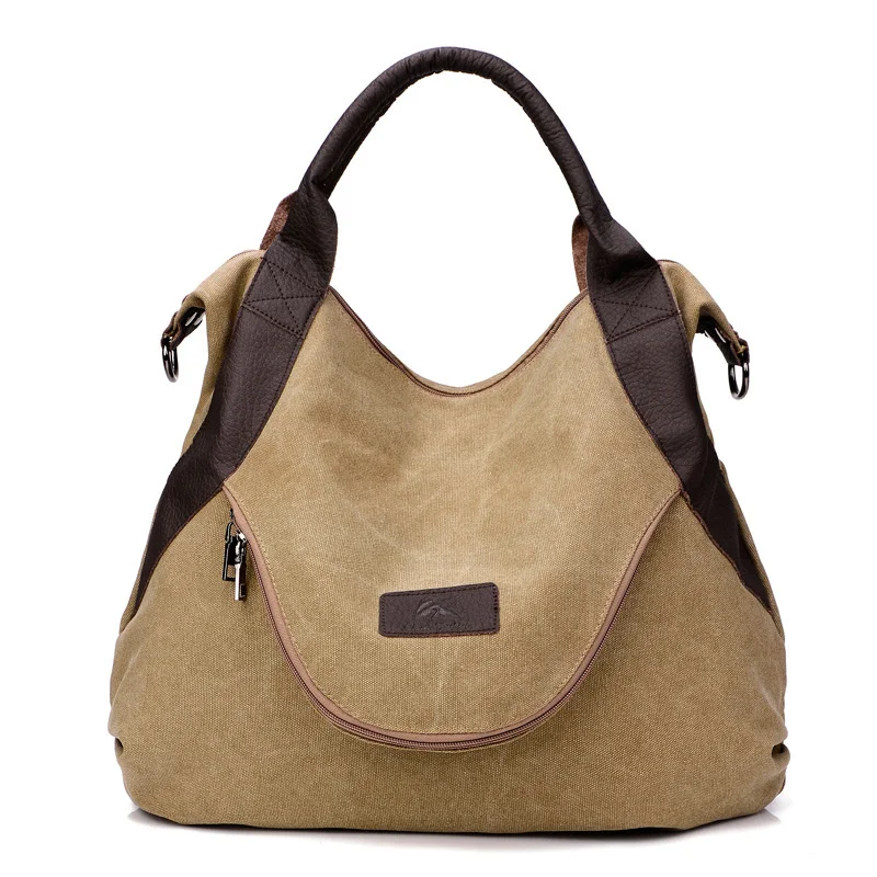 

Women's Canvas Bag Fashion Solid Color Shoulder Large Capacity Casual Commuter Handbag