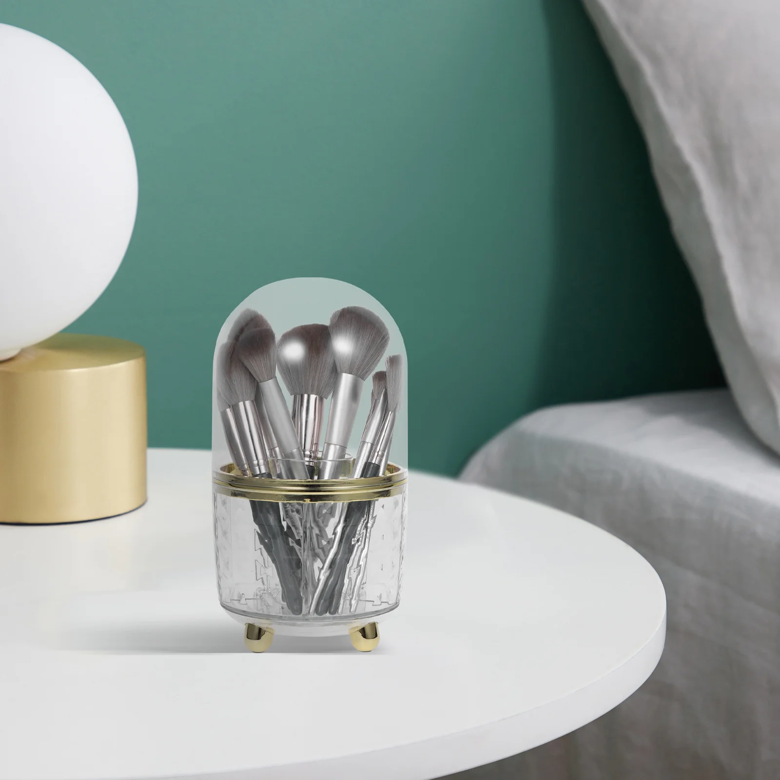 منظم حامل فرش المكياج الكبير، شفاف من خلال تصميم أنيق وأنيق، حل تخزين سطح المكتب على سطح الطاولة للفرش #4