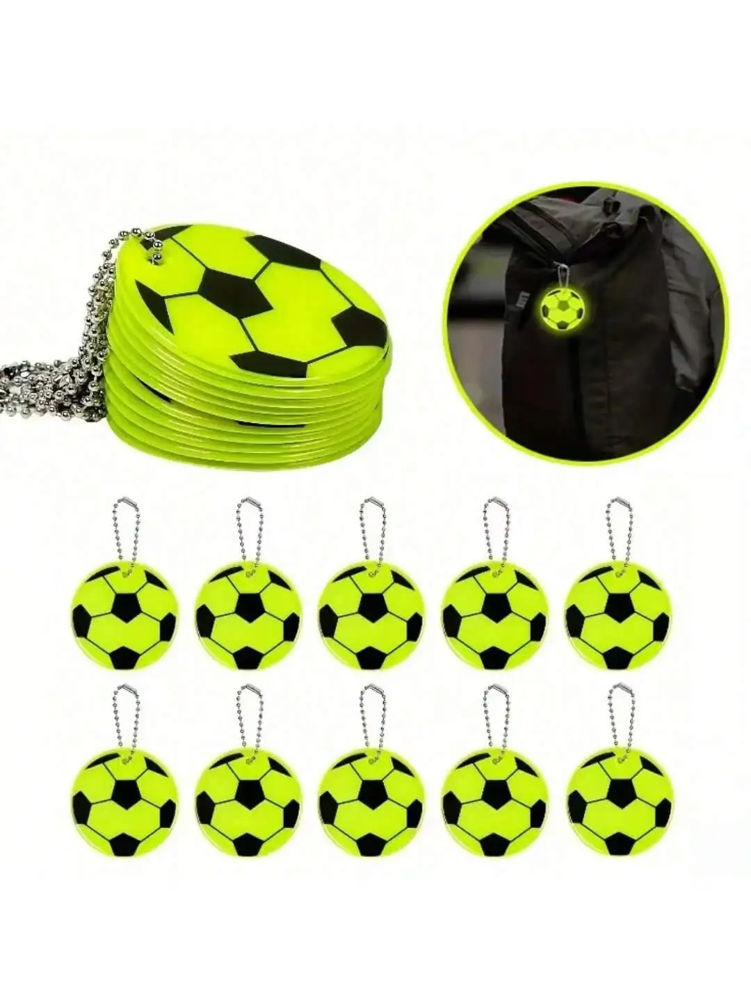 

Reflective football pendant backpack football mobile phone pendant accessory safety warning night high-reflective pendant keychain