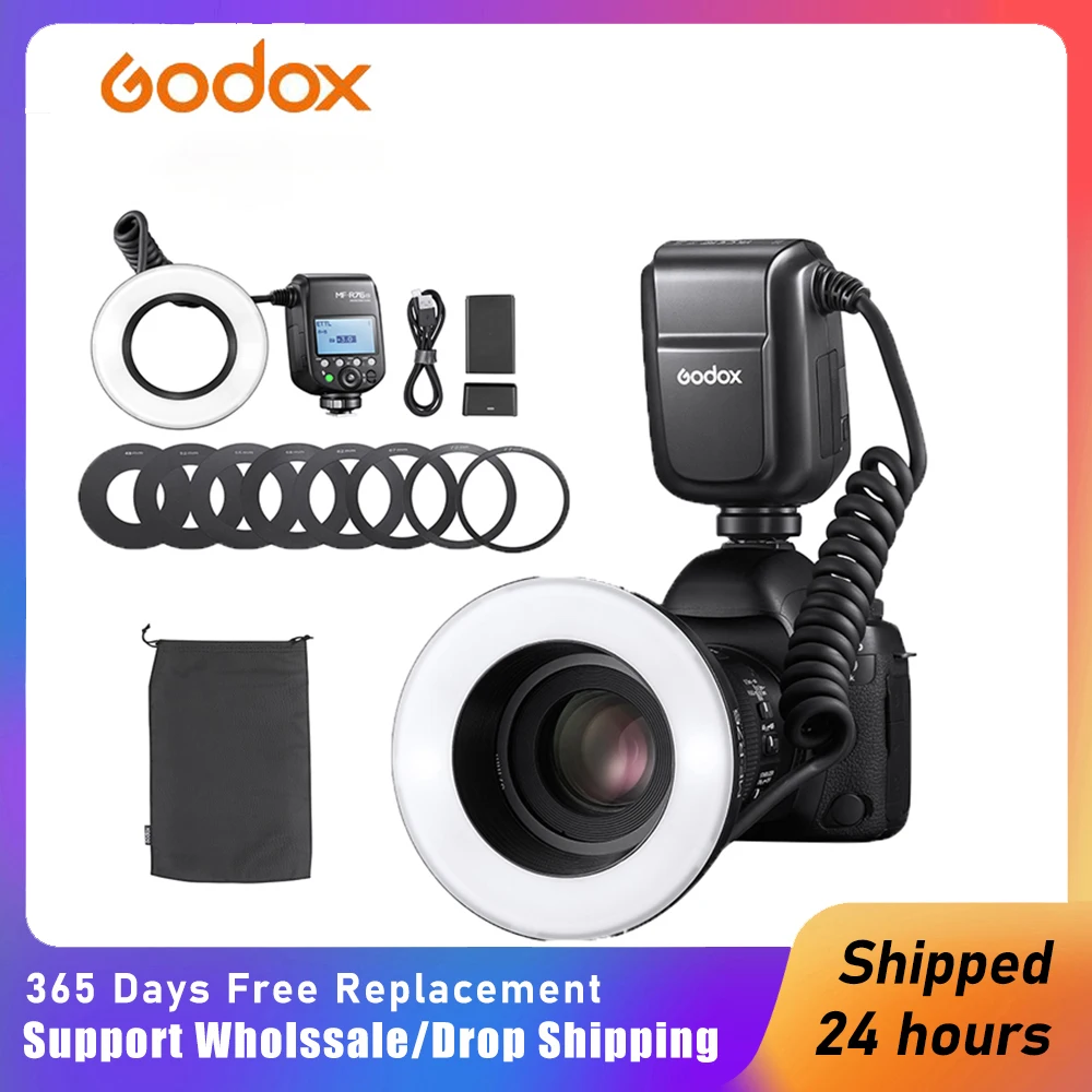 

Godox MF-R76 Macro Ring Flash RING76 5000K LED Ring Light Speedlite TTL Flash For Sony Canon Nikon Camera