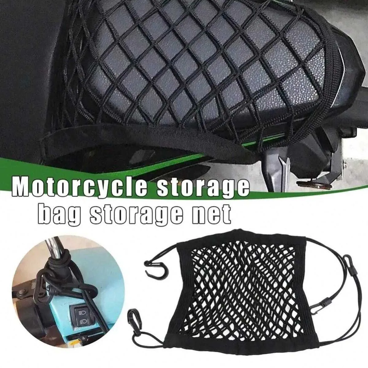 All-in-one universal motorcycle/scooter elastic cargo net with helmet binding for motorcycles, scooters and bicycles view 3