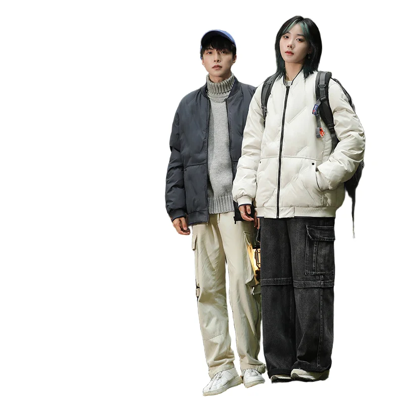 

Loose Fit Thiened Cotton Jaet Men's Winter New Sle Baseball Collar Coat Large Size Couples Faion Casual Hoodie