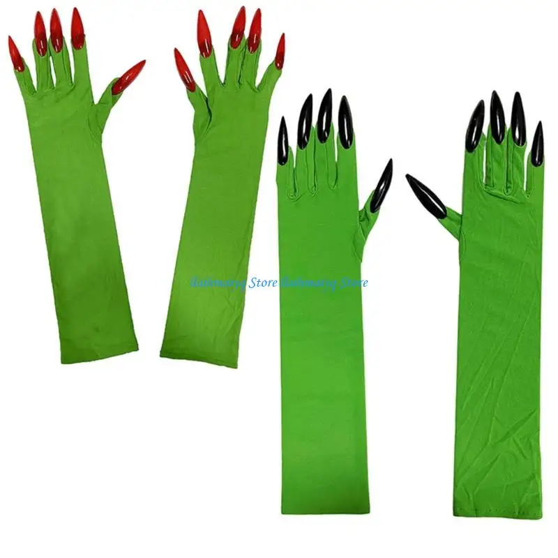 

573B Halloween Party Full Finger Gloves Fingernails Long Nails Gloves Masquerades Wear and Halloween Themed Party