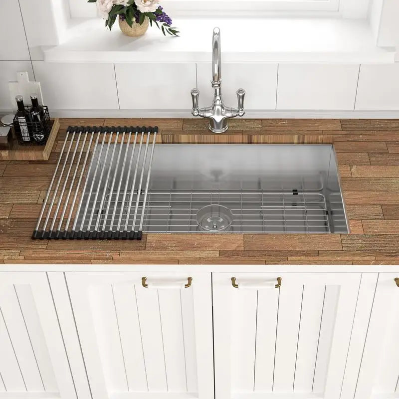 

33" Undermount Sink - 33"x19"x9" Stainless Steel Kitchen Sink 16 Ga 9" Deep Single Bowl Basin for Home or Commercial Use