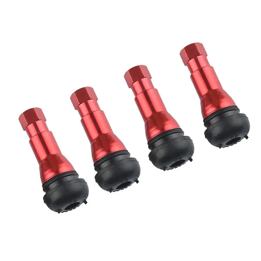 4pcs Red TR413 Outer Mount Aluminum Wheel Tire Valve Stem Car Rust Proof Rubber construction outstanding heat