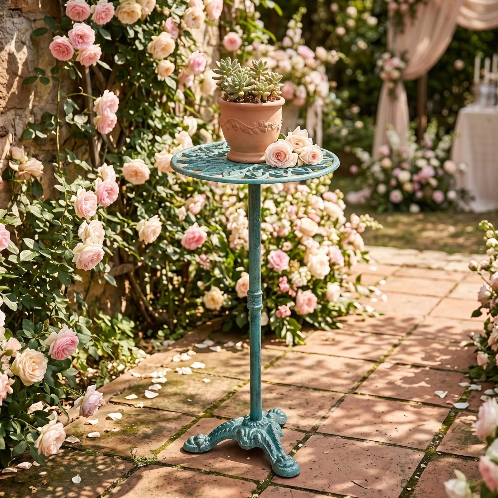 Cast-Iron Plant Stand Decorative Flower Stand with Tripod Base Heavy Duty Rustic for Gardeners, Patio, Balcony