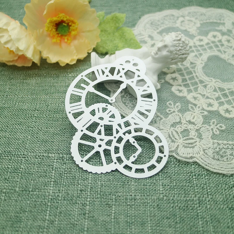 Wall Clock Gear Combination Cutting Dies Stencil DIY Scrapbooking Die Cut Card Template Mold Embossing Decoration Craft