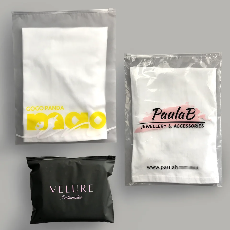 Custom Wholesale Transparent PE Garment Zip Lock Bags Clothing Packaging Printed LOGO Self-sealing Plastic Bag