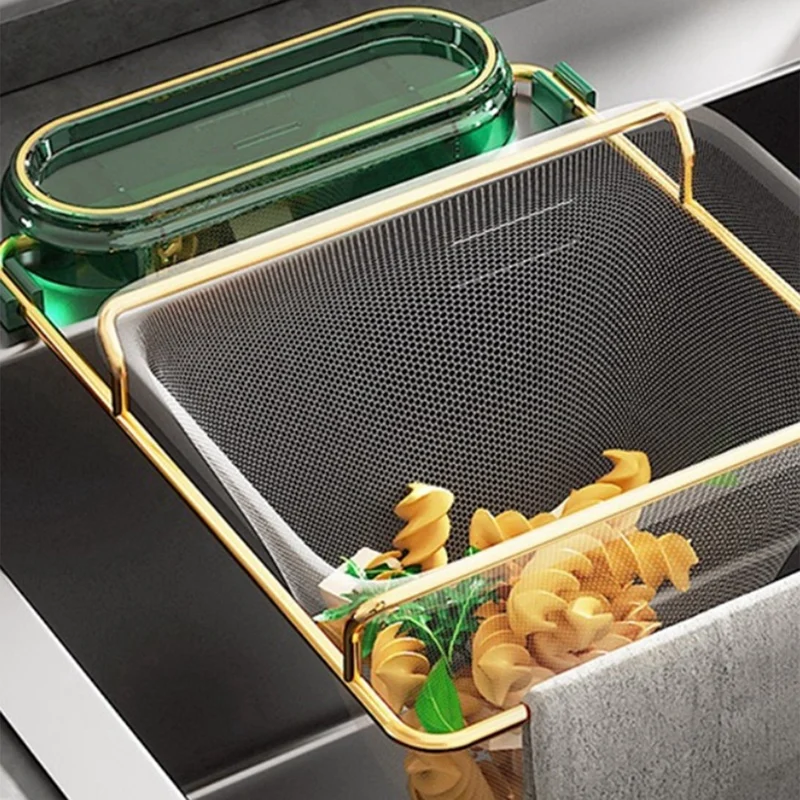 Kitchen Sink Filter Rack Foldable Sink Strainer Corner Filter Mesh Bag Shelf