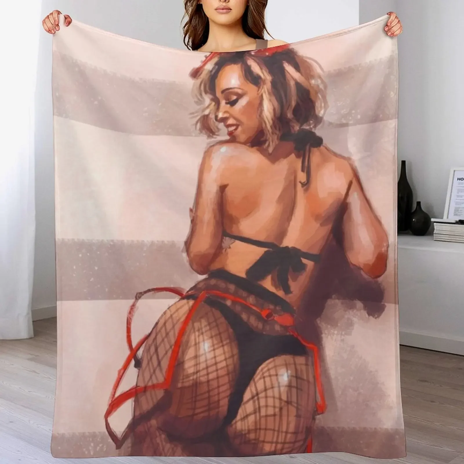 

Jada Stevens- Cute or Whatever Throw Blanket Thermal Plaid on the sofa valentine gift ideas Summer Beddings Blankets