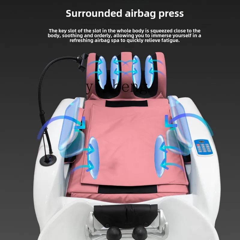 

Ceramic basin barber shop flush bed automatic electric intelligent massage shampoo bed