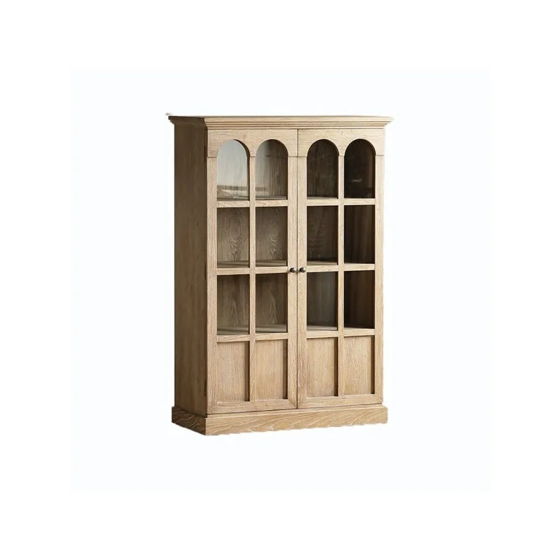 Classic Furniture Bookcase Double Door Side Cabinet Solid Wood Wine Cabinet Retro Locker