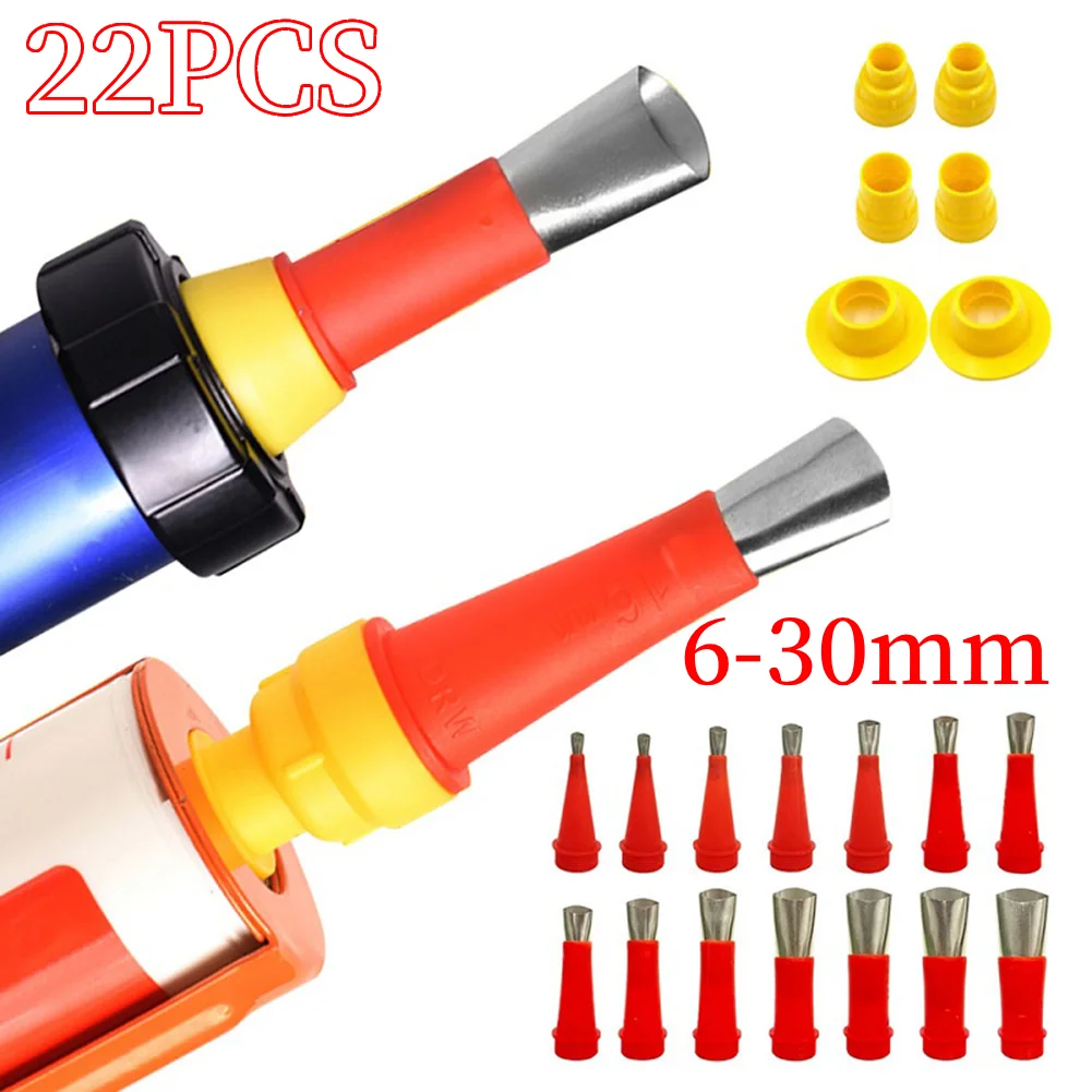 22PCS Universal Integrated Rubber Nozzle Tool Kit,Caulking Tips,Caulking Nozzles For Sausage Caulking Tools Durable Easy To Use