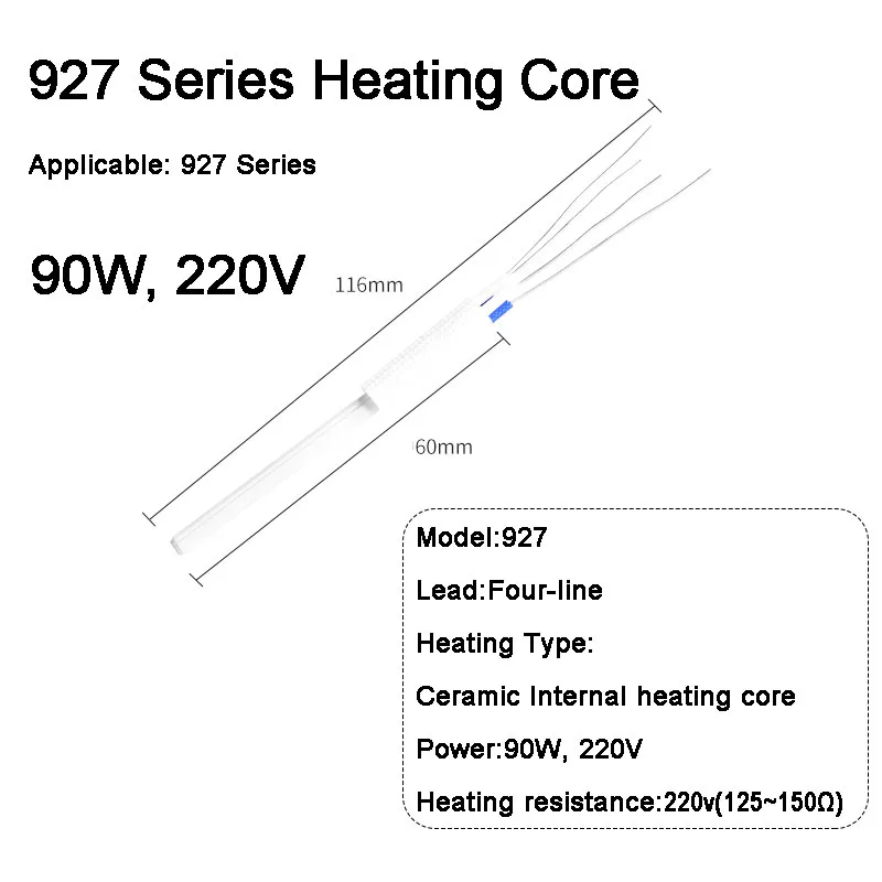 Imagem -02 - Elemento de Aquecimento 927 Ferro de Solda Elétrico 100w 200w Resistência 220v Núcleo Térmico Acessório Cerâmico Interno Soldadura Ferramentas do Reparo