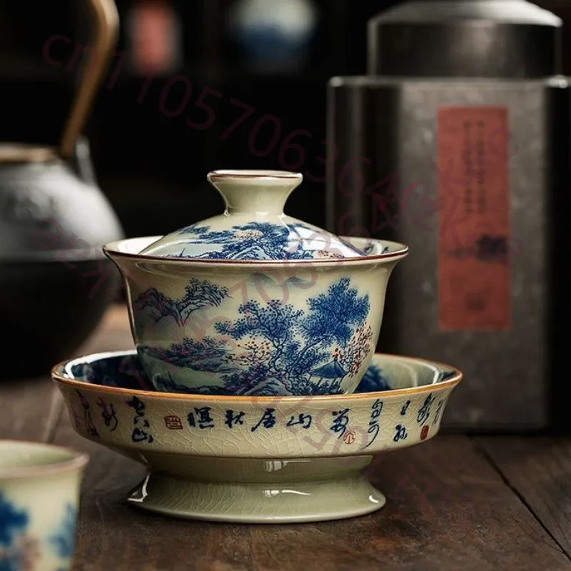 

13.5cm Chinese Retro Ceramic Jingdezhen Tea Cup Tea Set Collectible Ornaments