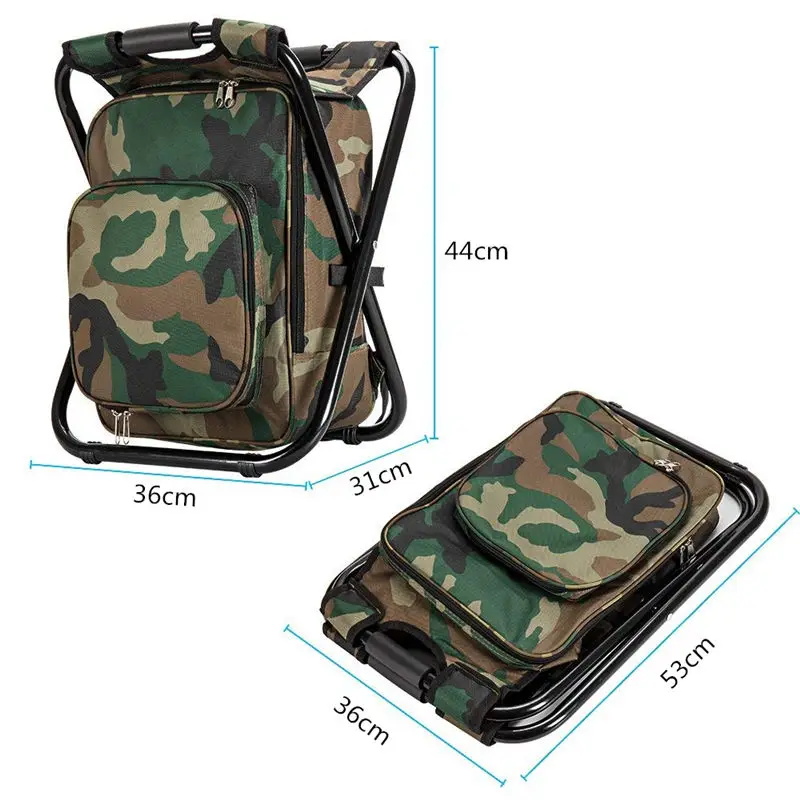 Outdoor travel portable backpack chair foldable fishing stool with ice pack folding military  sketch stepping stool