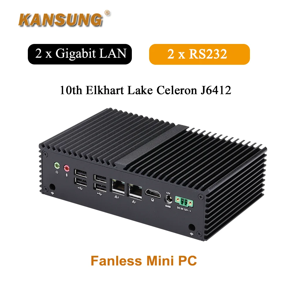 KANSUNG Intel 10e generatie Celeron J6412 DDR4 UHD Graphics 2 RJ-45 LAN AES-NI Nettop Microcomputer Fanless Mini PC