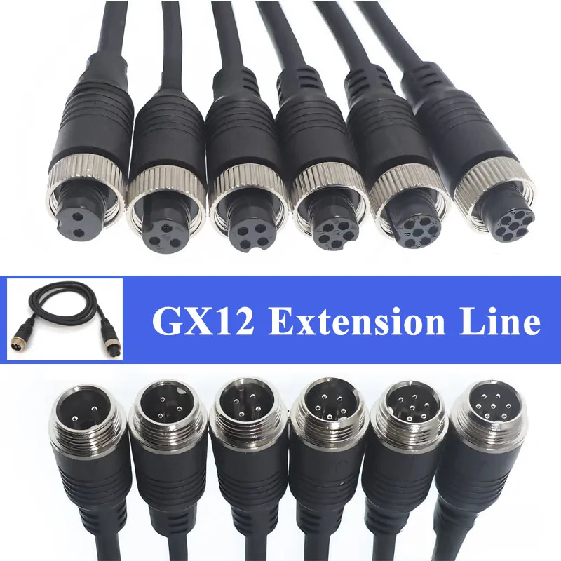 Industrial GX12 Aviatioin Plug with Wire Outdoor GX12 2 3 4 5 6 7 Pin Connector Cable Male Female Extension Line IP67 Waterproof