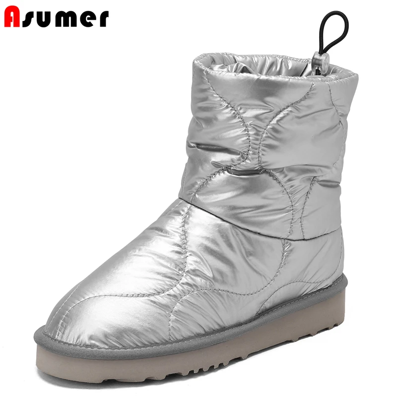 

ASUMER Plus Size 34-43 New Down Warm Snow Boots Women Fashion Winter Boots Comfortable Waterproof Flat Ankle Boots Cotton Shoes