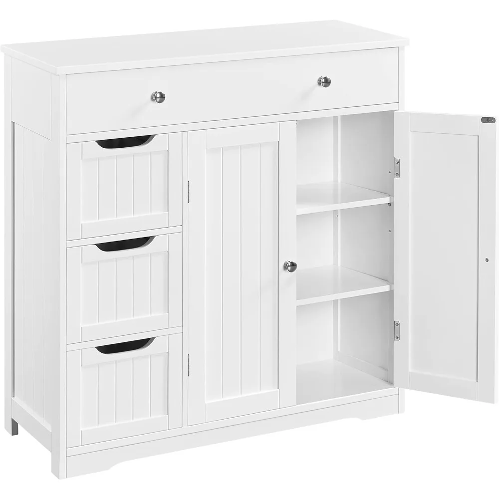 

Bathroom Free-Standing Floor Cabinet, Practical Storage Cabinet with 4 Drawers and 2 Doors for Kitchen, Entrance Area