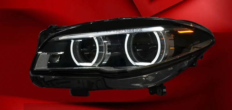 For 5 Series F10/F18 (2011-2017) Compatible Full LED Headlights Angel Eye Daytime Running Lights Customizable