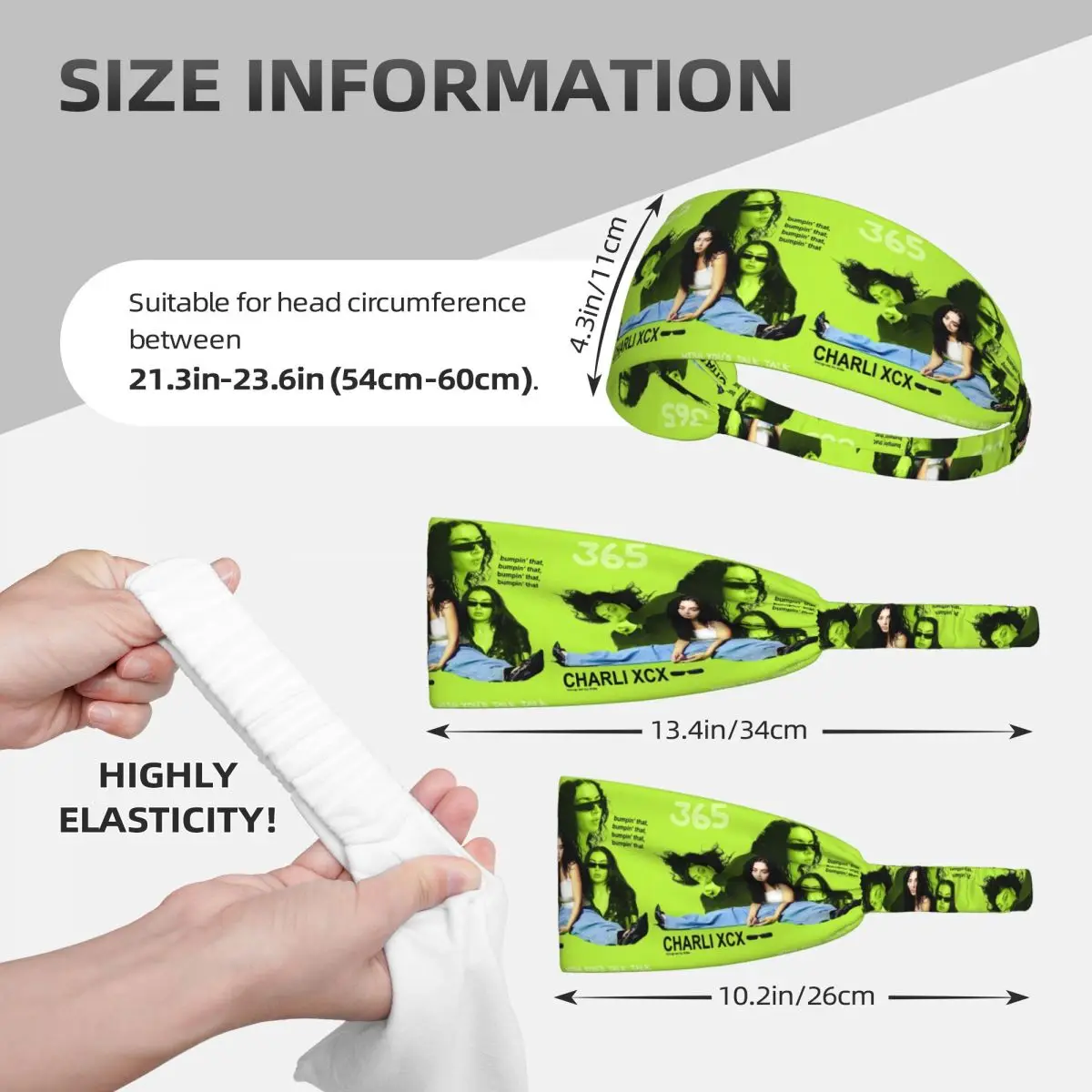 مخصص C-Charli XCX المغني البريطاني عقال الرجال النساء عدم الانزلاق 2024 ألبوم شقي الرطوبة فتل رياضة العصابة لركوب الدراجات