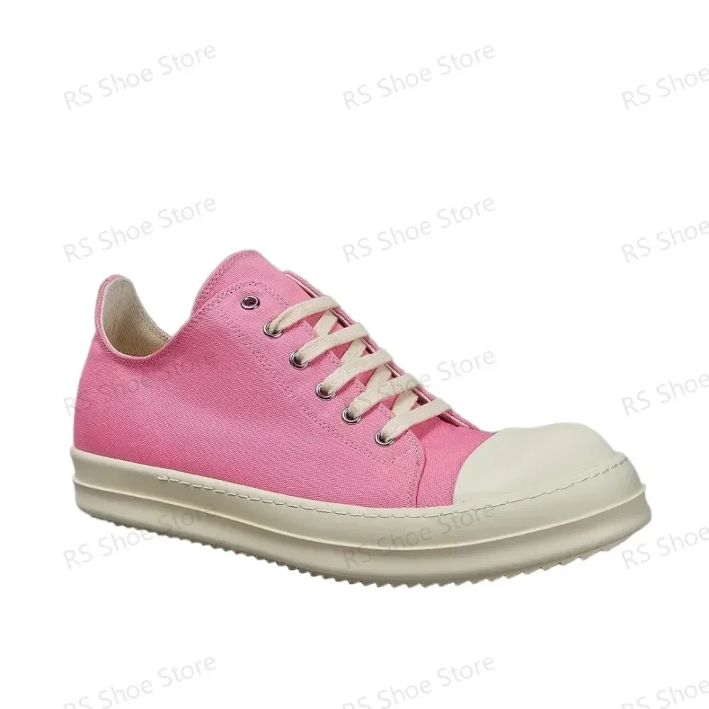

Ro Luxury Men Casual Shoes Pink Canvas Low Top Shoe Sneaker Thick Sole Lace Up Classic Design Luxury Women Sneakers