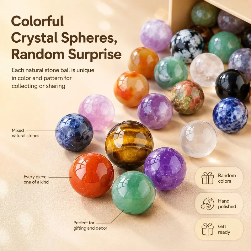 10 boules de cristal colorées, de couleurs aléatoires, idéales pour la collecte de spécimens, les jardins, les aquariums, les salles de fête, la décoration esthétique et l'aménagement paysager, les travaux manuels, parfaites comme cadeaux de la Saint-Valentin pour les amis, les camarades de classe et la famille lors des festivals.