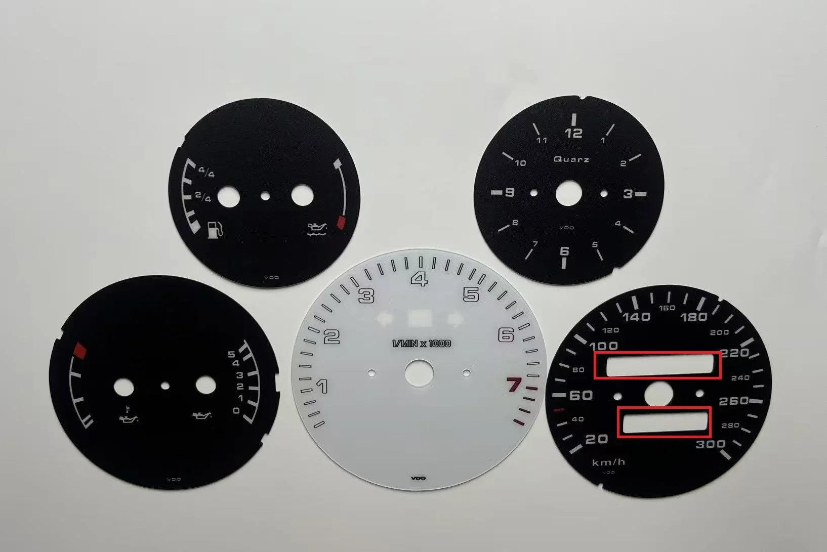 Jeu de visages de jauges pour Porsche 911 964, jauges de superposition d'instruments de remplacement 300KMH 7600 tr/min, sans affichage