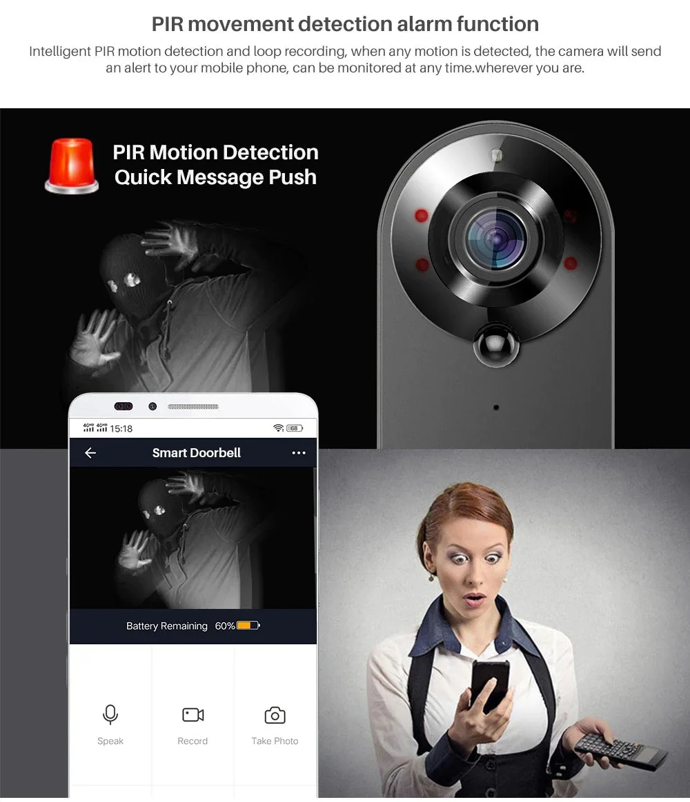 2MP 1080P Home Ring Door Bell Camera Two Way Intercom Wireless WiFi Visual Tuya Smart Video Doorbell Support Alexa Google Home