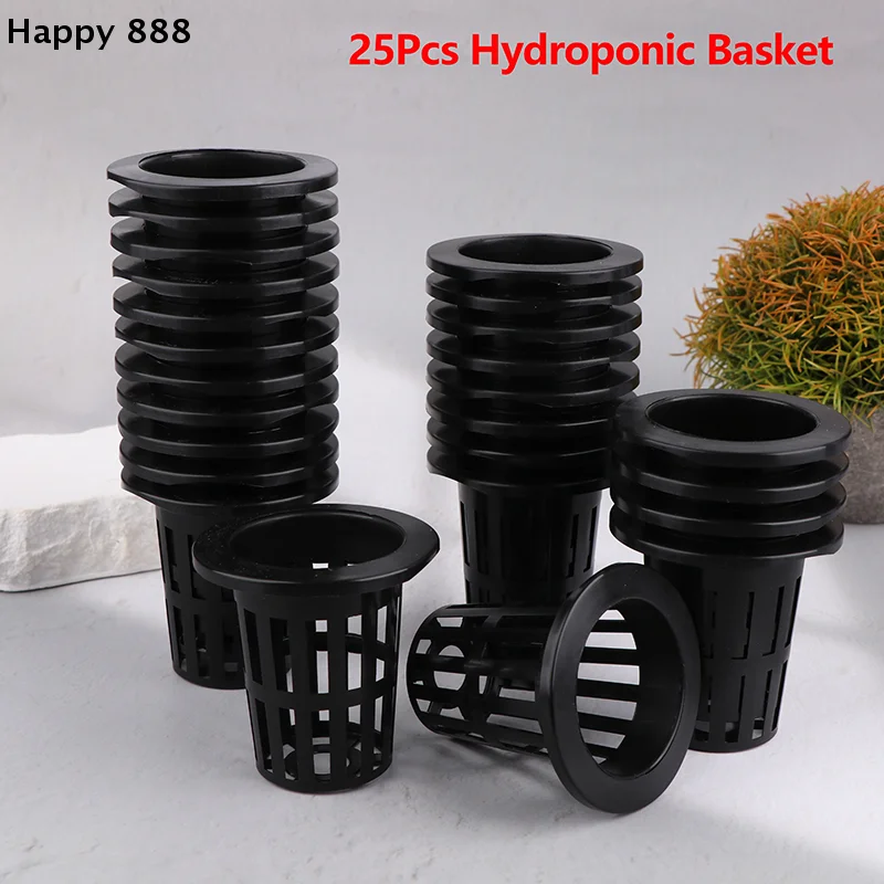 

25 пластиковых сетчатых горшков для гидропоники и аэропоники, для выращивания садовых овощей без почвы.