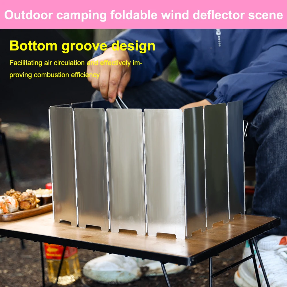 Outdoor camping wind deflector ultra light aluminum alloy foldable with pin stove head wind deflector portable wind deflector