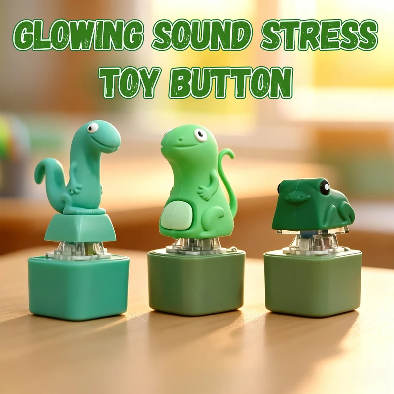 LED Light Sound Fidget Clicker Keychain - Rechargeable Frog Lizard Snake Keyboard Button Toy for Stress Relief Anxiety Sensory