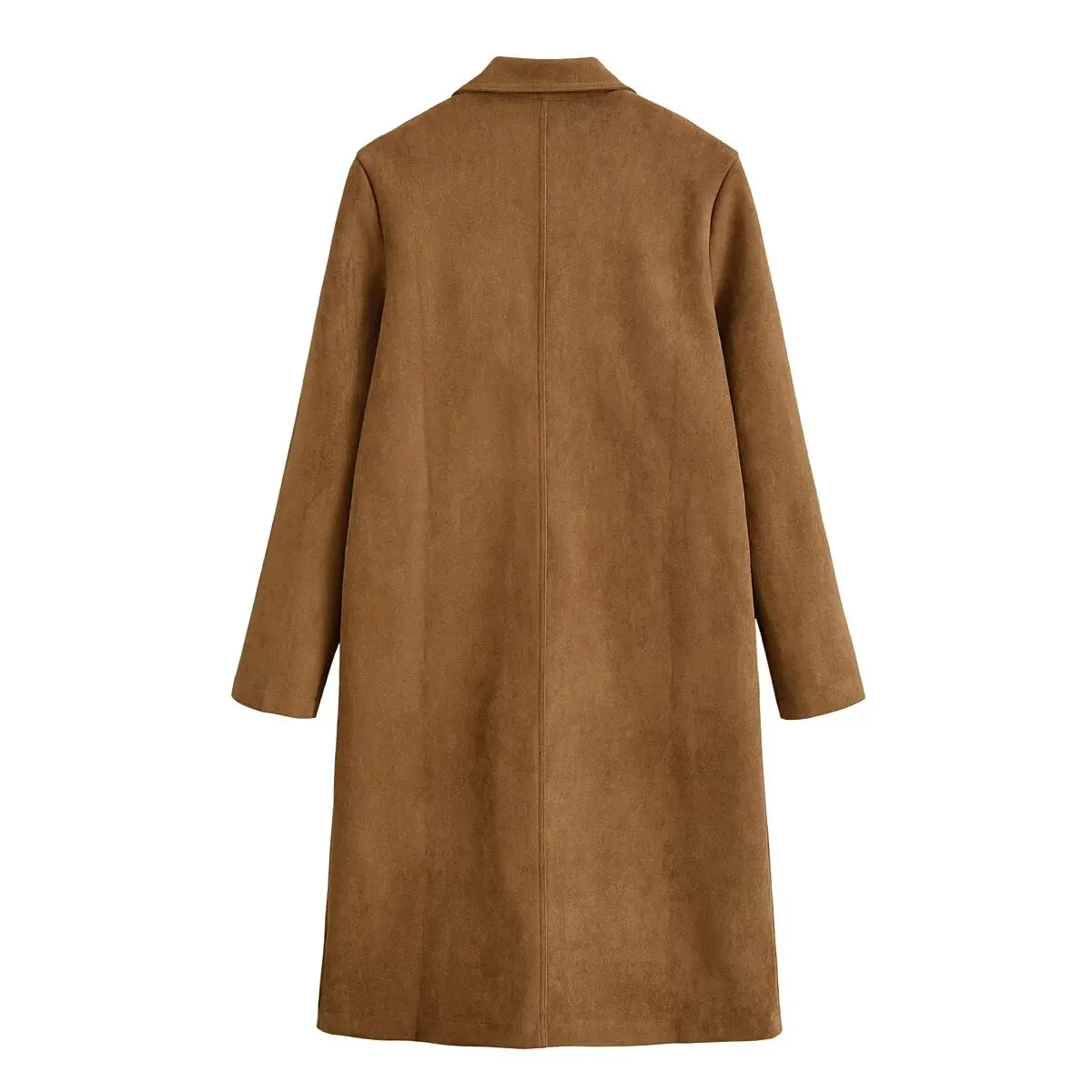 Frauen Frühling Herbst Wildleder Langen Mantel Femaleturn-Down Kragen Einreiher Langarm Mantel Dame Elegante Outwear Streetwear