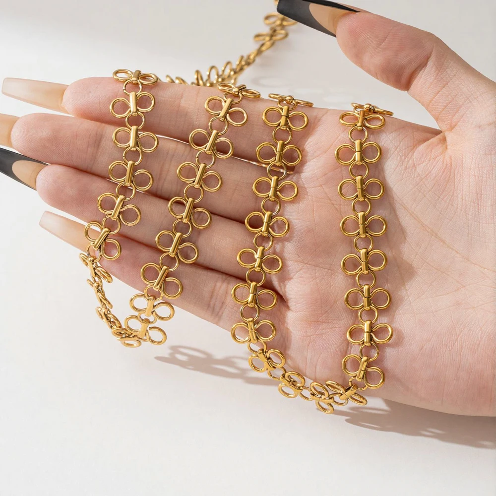 0,5 Meter/1 Meter Schleifenanhänger Schmuckkette, vergoldete Edelstahlketten für DIY Schmuckherstellung, Halsketten- und Armbandzubehör – Detail 2