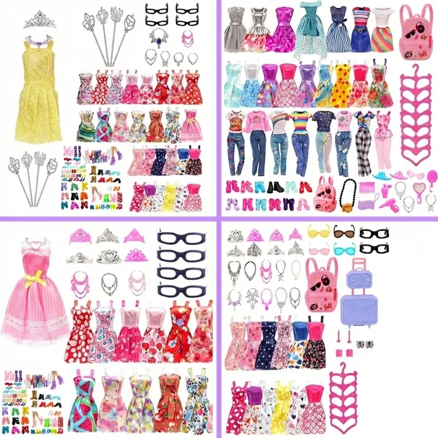 32/36/41/66 조각 세트 30cm 인형 의류 액세서리, 무작위 의류, 신발, 목걸이, 안경, 가방, 세트에 적합