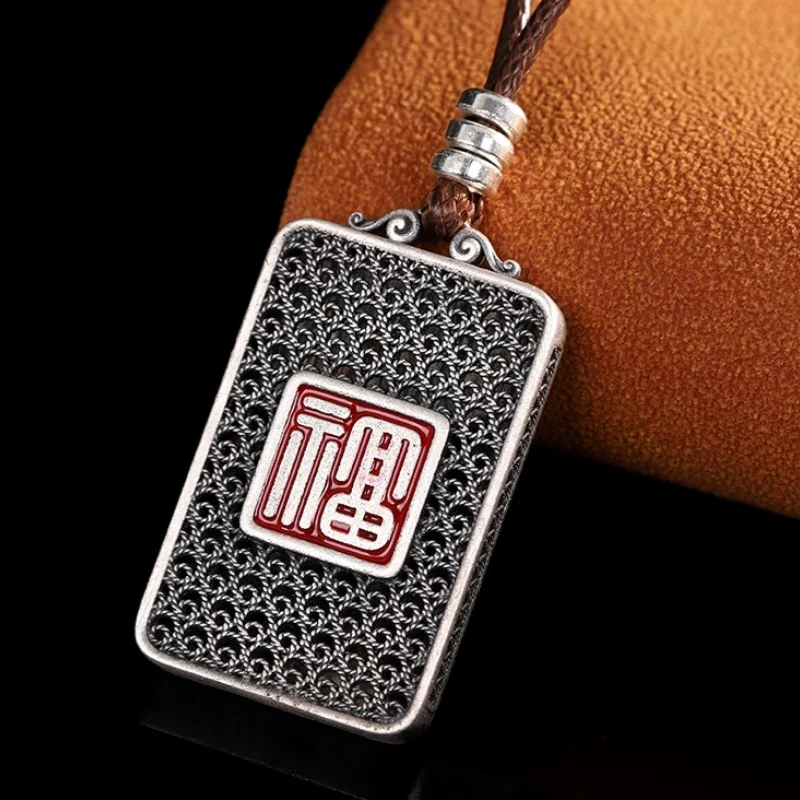 S999 Sterling Silver Pendants for Women Men New Fashion Enamel Lotus Hollow Argentum Wires Ancient Jewelry  Free Shipping