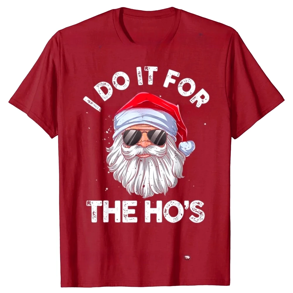 أفعل ذلك ل Hos مضحك غير مناسب عيد الميلاد سانتا الوجه مطبوعة تيشيرت صيفي المرأة Y2k عادية قصيرة الأكمام ملابس علوية #3