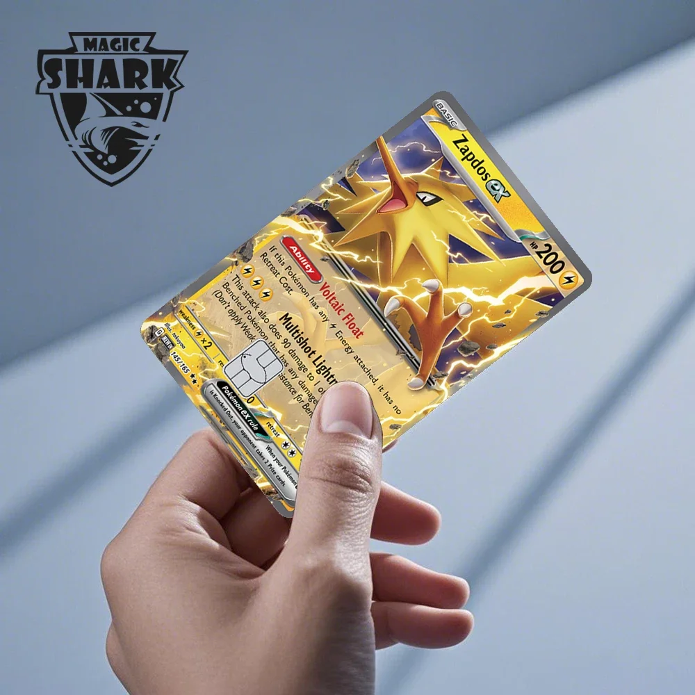 Magic Shark No Fade Charizard Koraidon Absol Blastoise Zapdos EX Pokemons Film Sticker Skin for Debit Bank Credit Card