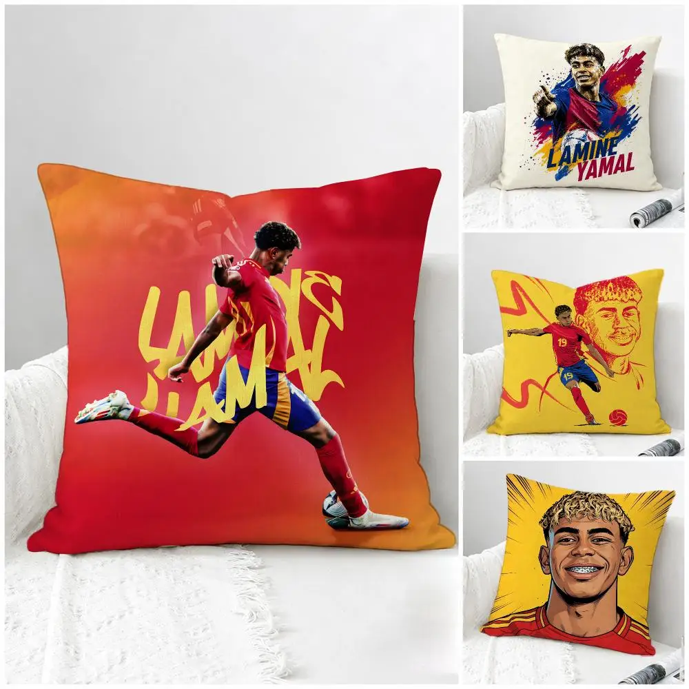 Football Player Lamine Yamal Cushion Cover Natural Linen Pillowcase Set, All-in-One Decor for Sofa, Bedroom & Chair