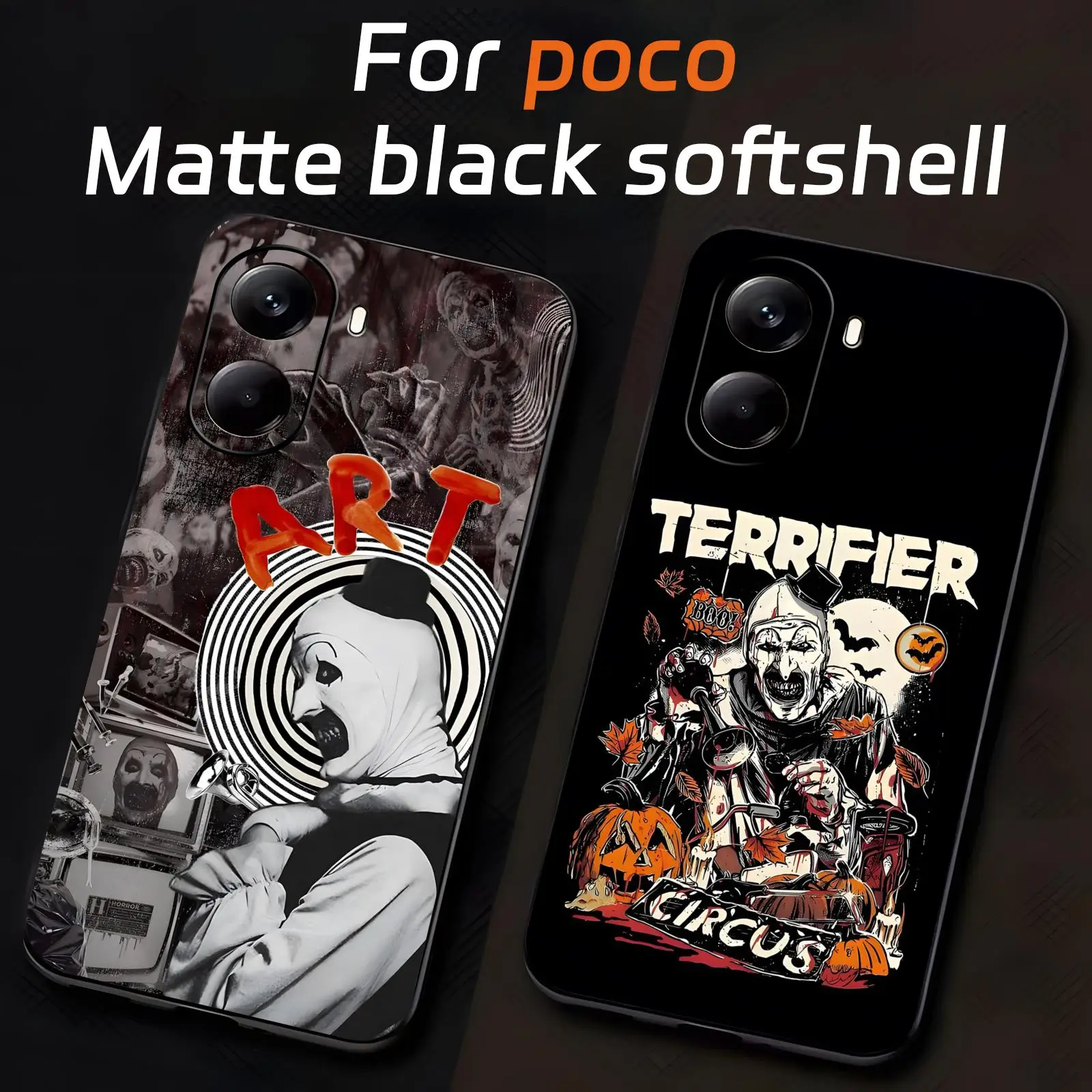 Art the Clown  Phone Case For Xiaomi POCO M8 M7 M6 X8 X7 X6 F9 F8 F7 F6 Pro 5G Soft black Shockproof Cover