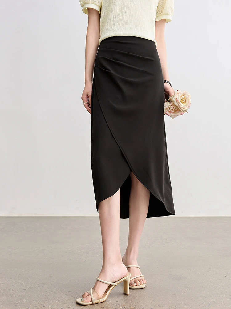 

SENTUBILA Summer Women's Pencil Skirt Black Wrap Pleated Female Skirts 2025 New Collection Elegant Style Woman Clothes Q52QF2178