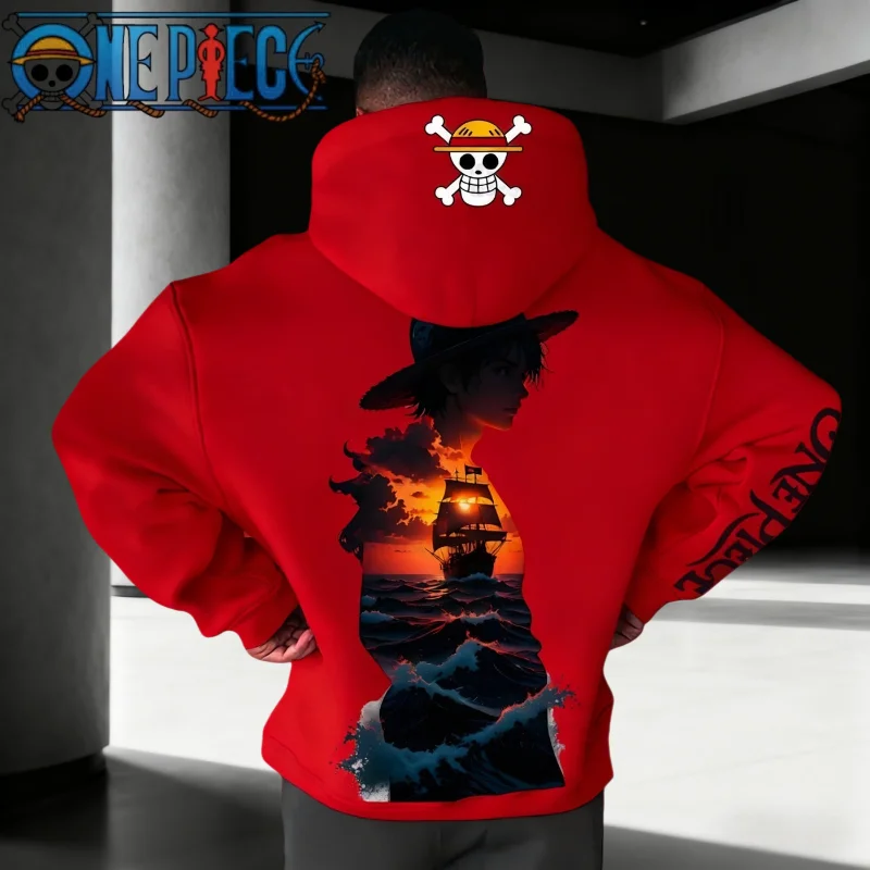 

Anime One Piece Luffy Harajuku Street Dress 2025 Autumn/Winter New Men's Women's Retro Hoodies Oversized Pure Cotton Hoodies