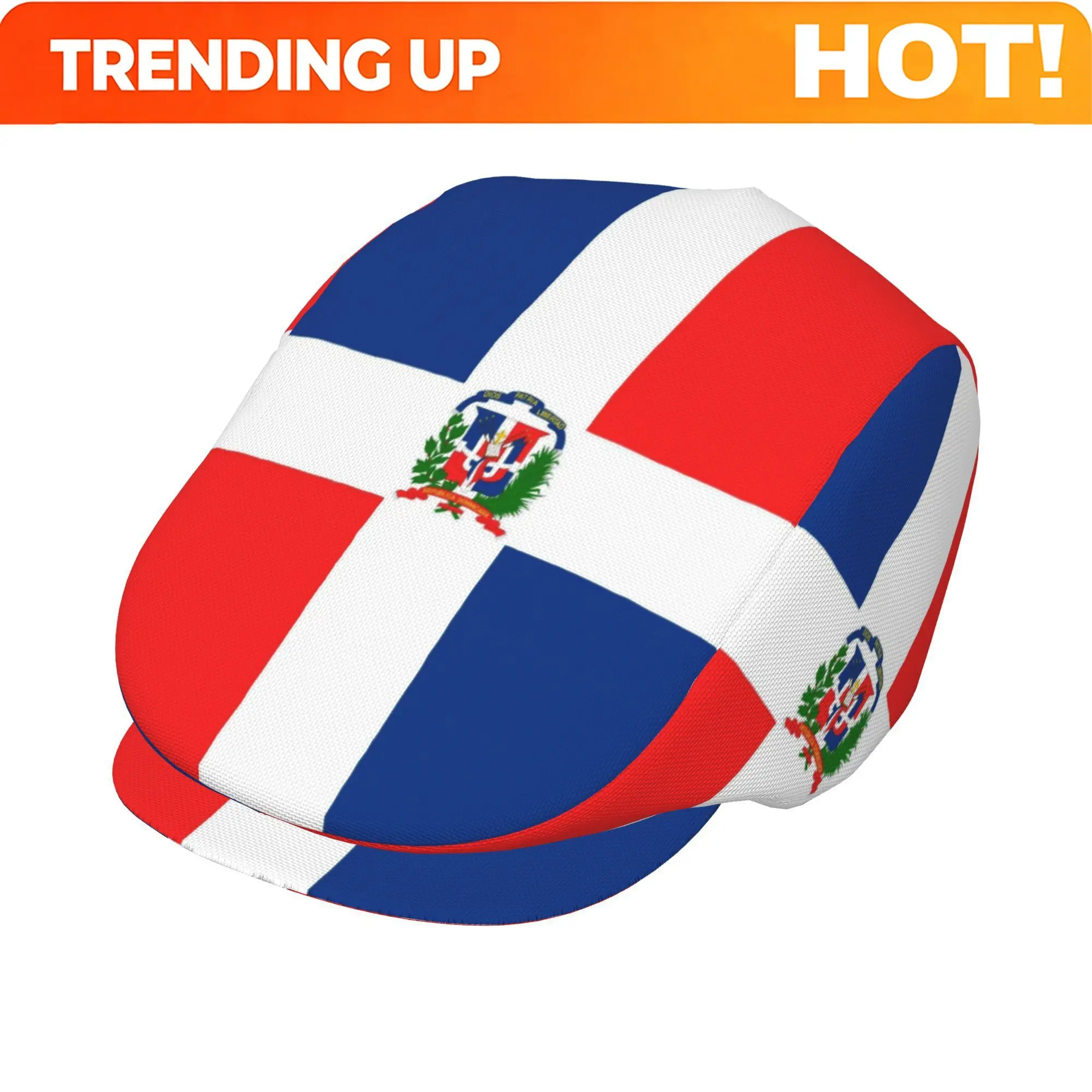 Flat-Top Hats Featuring The Dominican Republic Flag And Emblem, Suitable for Both Men And Women, Including Newsboy Caps, Berets,