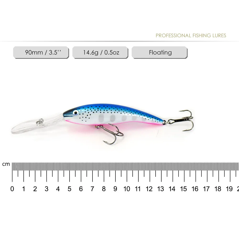 Countbass Crankbemberg Leurres de pêche flottants, Deep Tail WobJeff, Long Jules, 90mm, 3-35/64 \